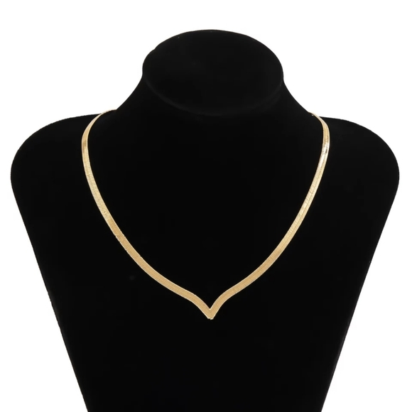 Flat Snake Link Chain Choker gold Necklace - Picture 2 of 5